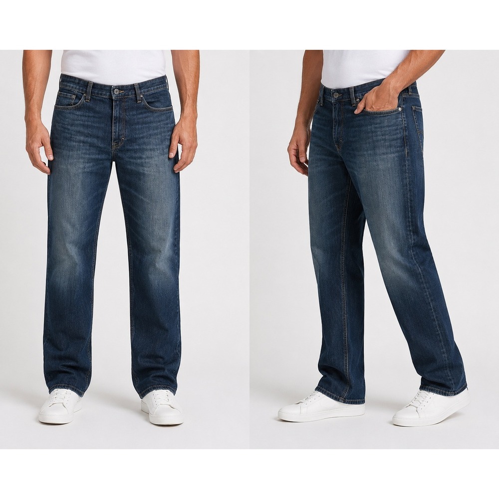 Calvin Klein Jeans Mens 40x30 Straight Leg Dark Wash Stretch Denim Blue 3430